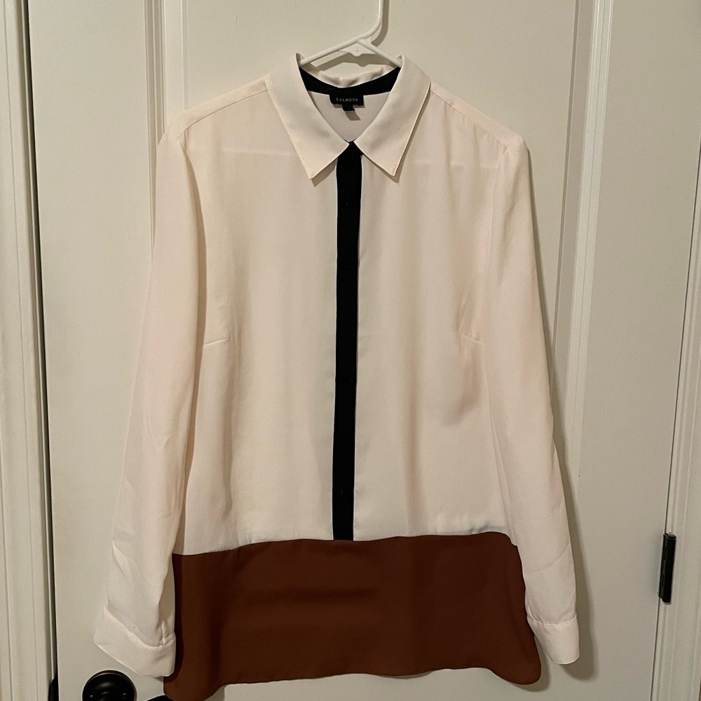 Talbots silk color block blouse